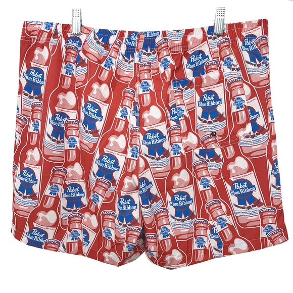 NWOT Pabst Blue Ribbon Beer Swim Trunks 6.5” Inseam Men’s XL - Picture 2 of 8
